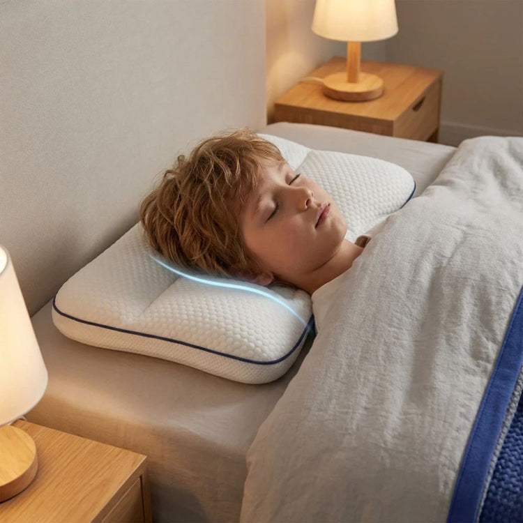 Enfant dormant sur l’oreiller postural Norvena