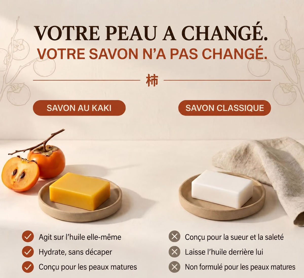 Savon Solide au Kaki Japonais